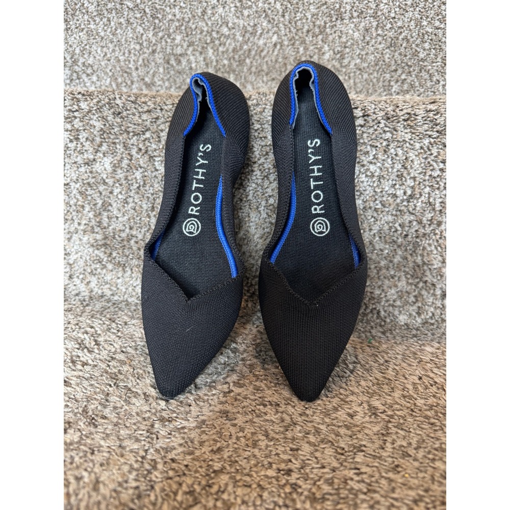 ROTHYS Size 8 Black‎ Point Toe Ballet Flats Classic